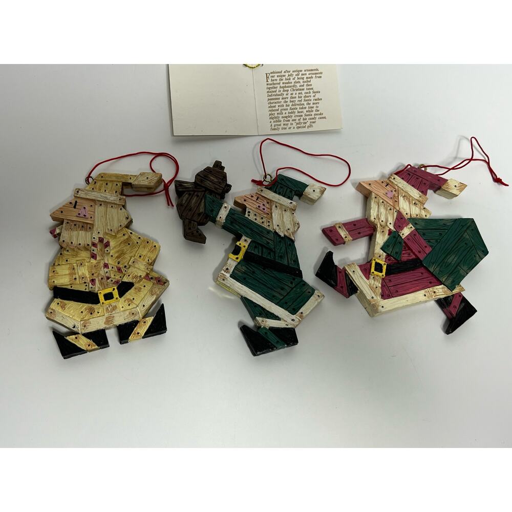 Wooden Slat Green Santa Teddy Bear Christmas Around World  READ